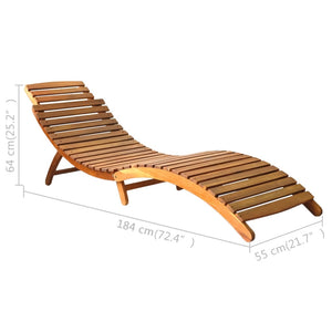 vidaXL Patio Lounge Chair Outdoor Sunbed Folding Sunlounger Solid Acacia Wood-7