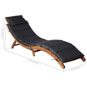 vidaXL Patio Lounge Chair Outdoor Sunbed Folding Sunlounger Solid Acacia Wood-27