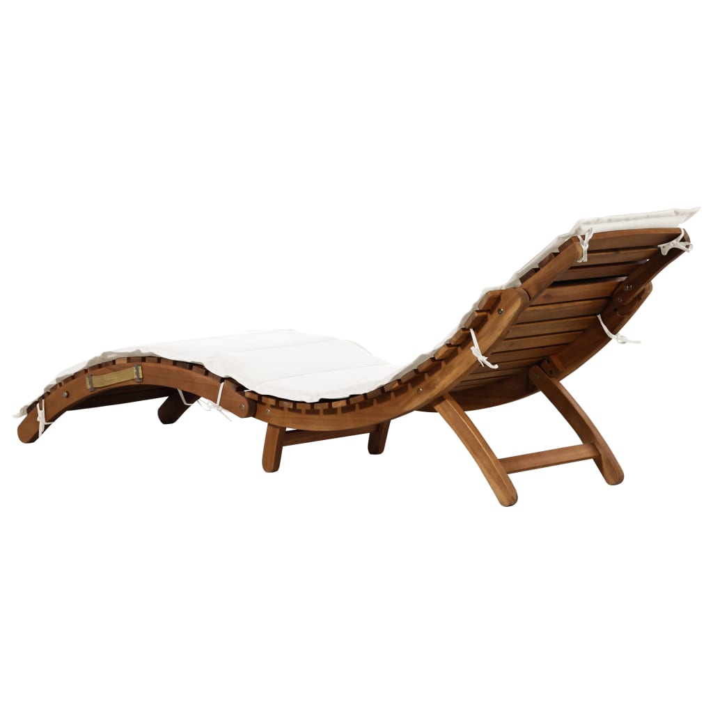 vidaXL Patio Lounge Chair Outdoor Sunbed Folding Sunlounger Solid Acacia Wood-12