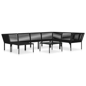 vidaXL 8 Piece Patio Lounge Set with Cushions Black PVC-1