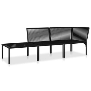 vidaXL 3 Piece Patio Lounge Set with Cushions Black PVC-1