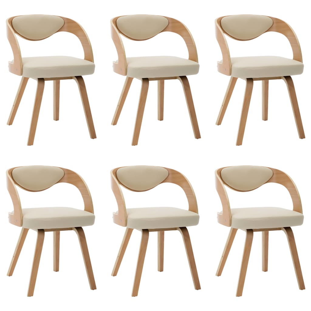 vidaXL Dining Chairs for Kitchen Restaurant 6 Pcs Bent Wood and Faux Leather-44