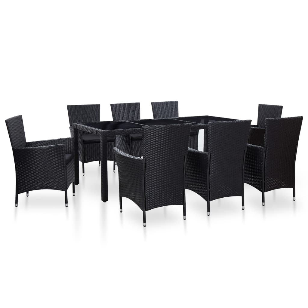 vidaXL Patio Dining Set Outdoor Dining Table and Chairs Poly Rattan Black-20