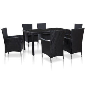 vidaXL Patio Dining Set Outdoor Dining Table and Chairs Poly Rattan Black-57