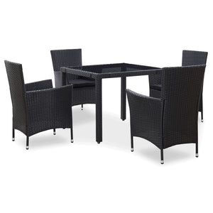 vidaXL Patio Dining Set Outdoor Dining Table and Chairs Poly Rattan Black-46