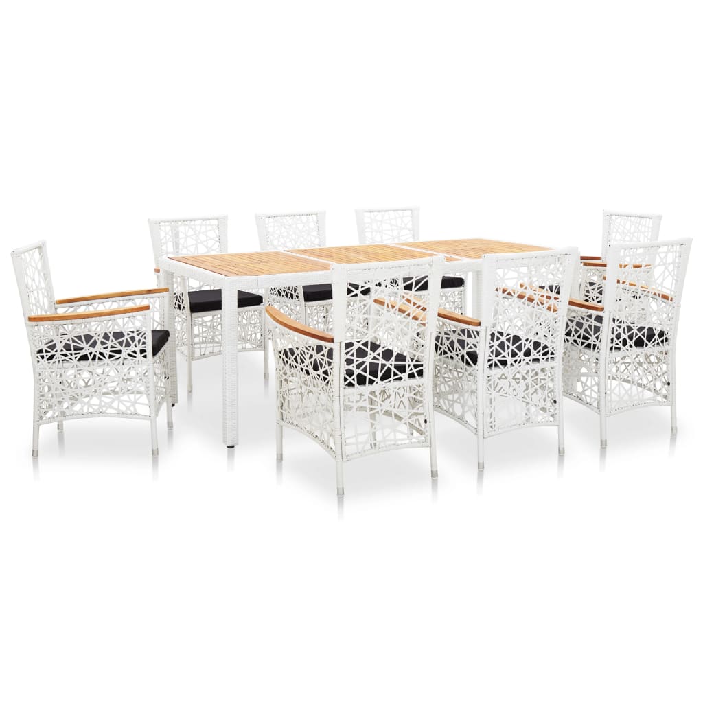 vidaXL Patio Dining Set Outdoor Dining Table and Chairs Poly Rattan White-3