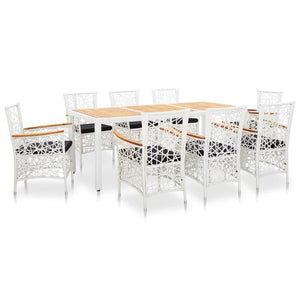 vidaXL Patio Dining Set Outdoor Dining Table and Chairs Poly Rattan White-3