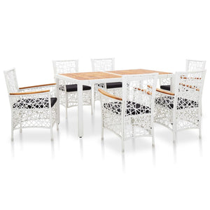 vidaXL Patio Dining Set Outdoor Dining Table and Chairs Poly Rattan White-12