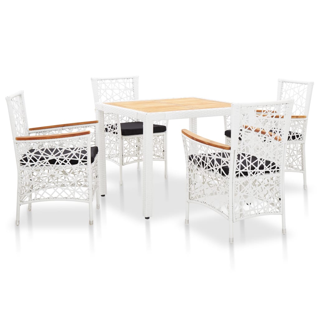 vidaXL Patio Dining Set Outdoor Dining Table and Chairs Poly Rattan White-20