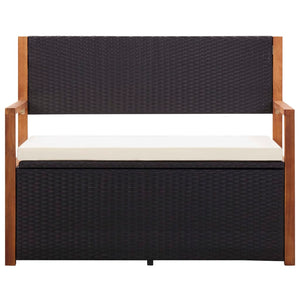 vidaXL Storage Bench Outdoor Patio Bench Poly Rattan and Solid Wood Acacia-7