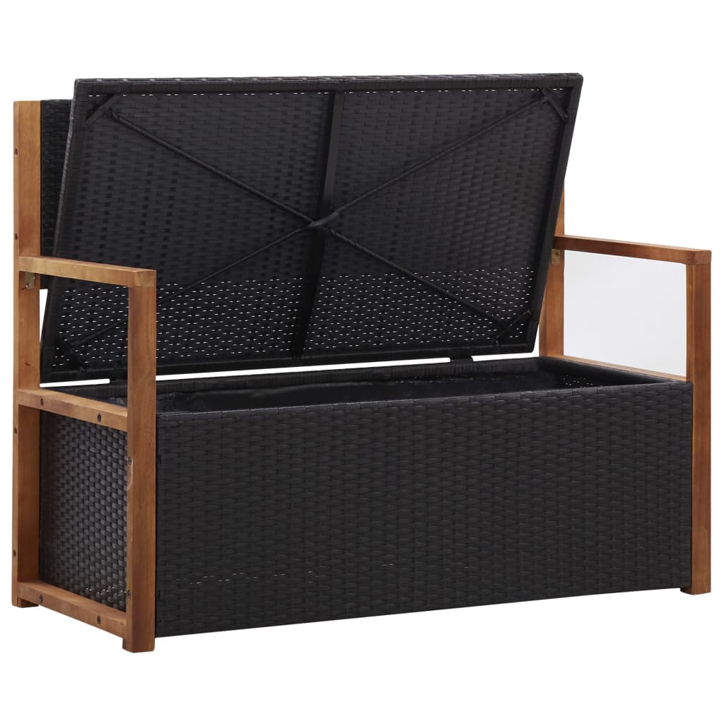 vidaXL Storage Bench Outdoor Patio Bench Poly Rattan and Solid Wood Acacia-12