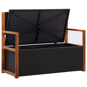 vidaXL Storage Bench Outdoor Patio Bench Poly Rattan and Solid Wood Acacia-12