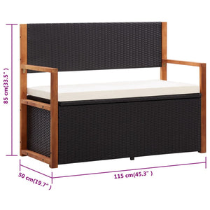 vidaXL Storage Bench Outdoor Patio Bench Poly Rattan and Solid Wood Acacia-5