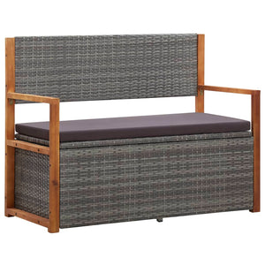 vidaXL Storage Bench Outdoor Patio Bench Poly Rattan and Solid Wood Acacia-15