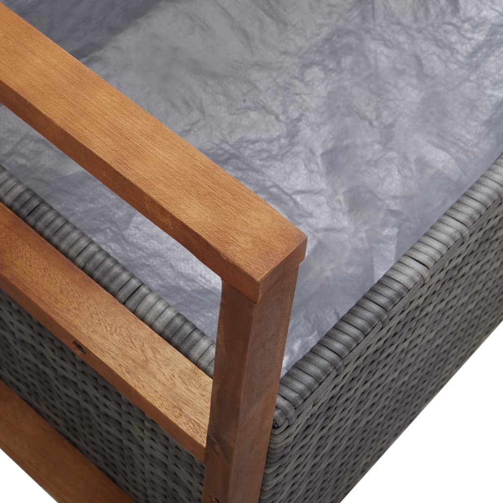 vidaXL Storage Bench Outdoor Patio Bench Poly Rattan and Solid Wood Acacia-10