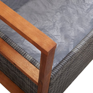 vidaXL Storage Bench Outdoor Patio Bench Poly Rattan and Solid Wood Acacia-10