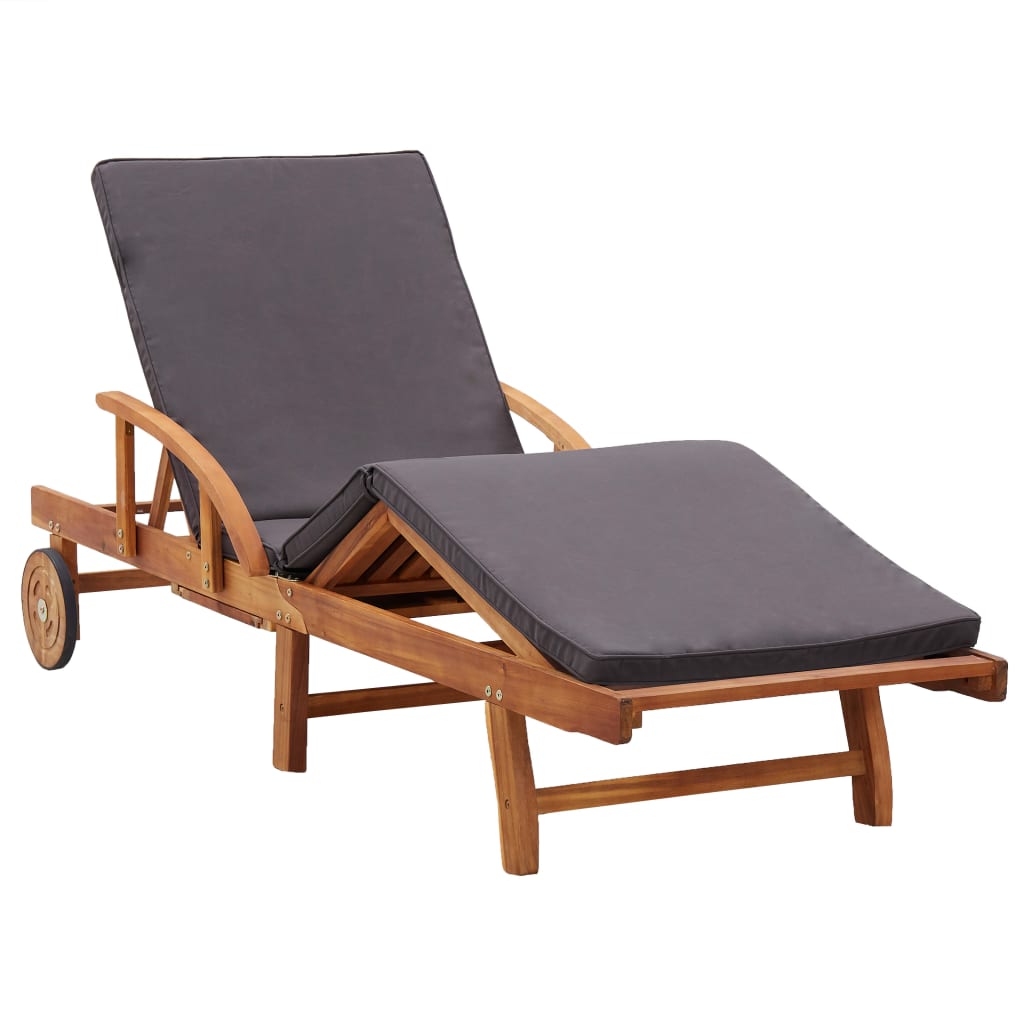 vidaXL Patio Lounge Chair Outdoor Sunlounger with Cushion Solid Acacia Wood-3