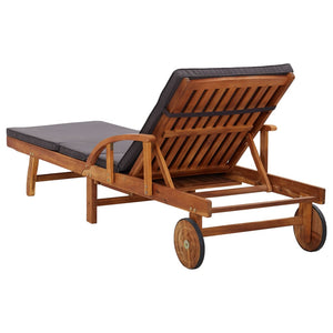 vidaXL Patio Lounge Chair Outdoor Sunlounger with Cushion Solid Acacia Wood-6