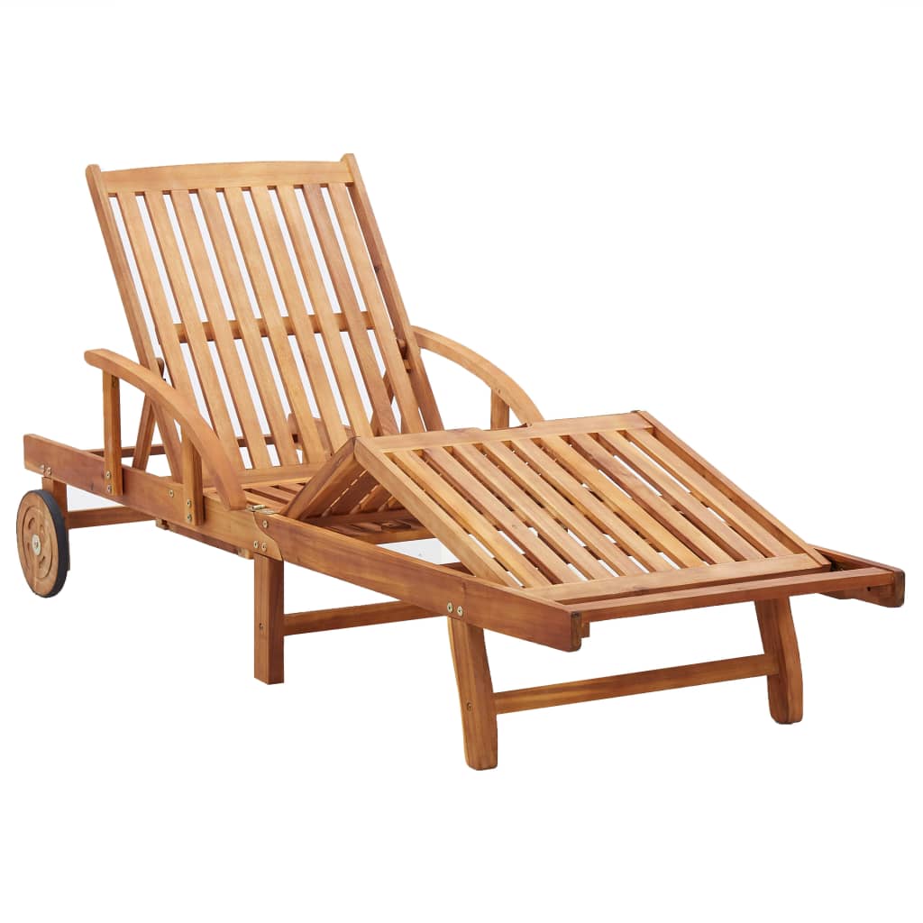 vidaXL Patio Lounge Chair Outdoor Sunlounger with Cushion Solid Acacia Wood-7