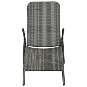 vidaXL Folding Sun Lounger Poly Rattan Gray-1