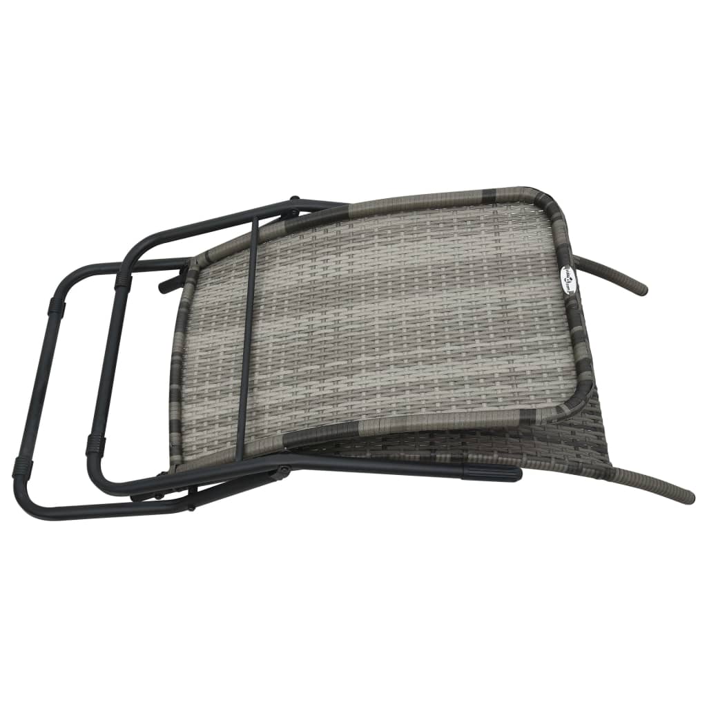 vidaXL Folding Sun Lounger Poly Rattan Gray-3