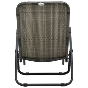 vidaXL Folding Sun Lounger Poly Rattan Gray-4