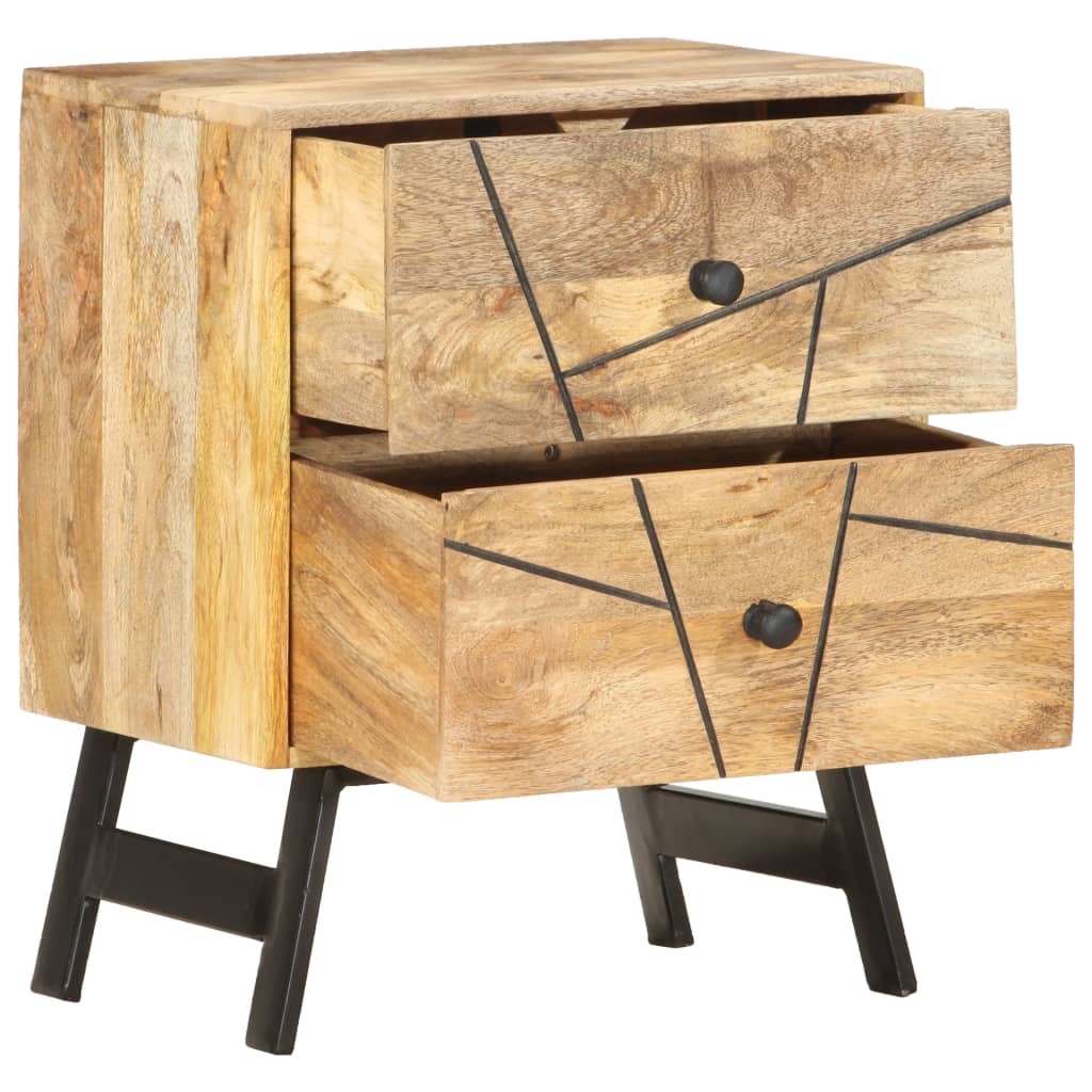 vidaXL Nightstand Storage Bedside Table for Home Bedroom Solid Wood Mango-4