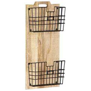 vidaXL Wall-mounted Magazine Rack 13"x3.9"x26.4" Solid Rough Mango Wood-5