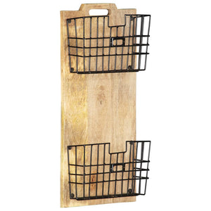 vidaXL Wall-mounted Magazine Rack 13"x3.9"x26.4" Solid Rough Mango Wood-6