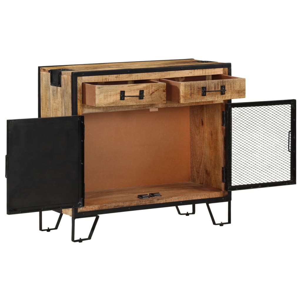 vidaXL Sideboard 31.5"x12.2"x28" Solid Rough Mango Wood-6