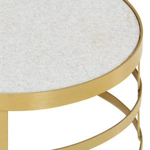 vidaXL 2 Piece Coffee Table Set Marble Brass and White-17