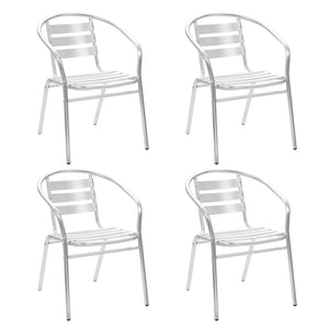 vidaXL Stackable Patio Chairs Outdoor Chair with Triple Slat Back Aluminum-1