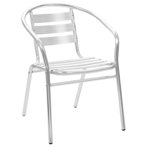 vidaXL Stackable Patio Chairs Outdoor Chair with Triple Slat Back Aluminum-3