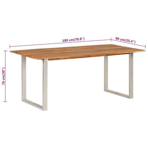 vidaXL Dining Table 43.3"x19.7"x29.9" Solid Wood Acacia-9