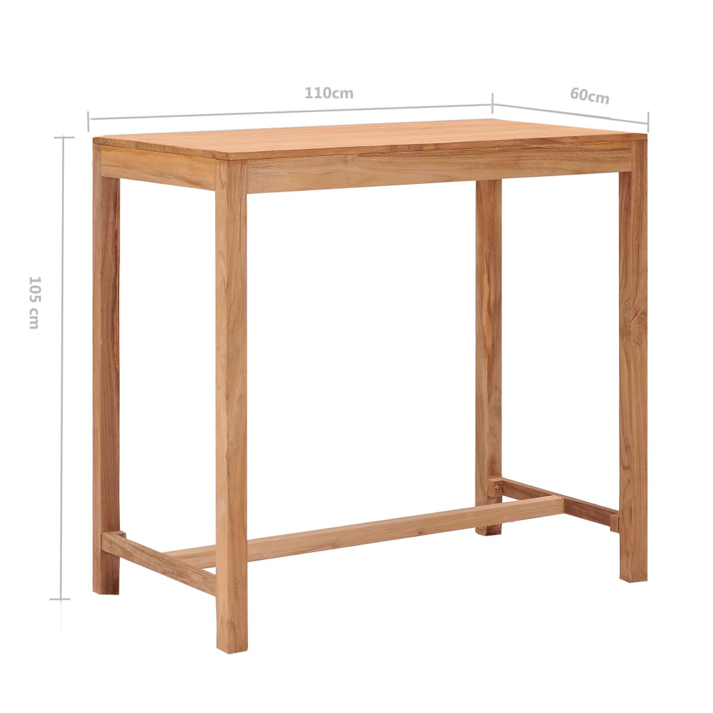 vidaXL Patio Bar Table Outdoor Counter Pub Table for Garden Solid Wood Teak-14
