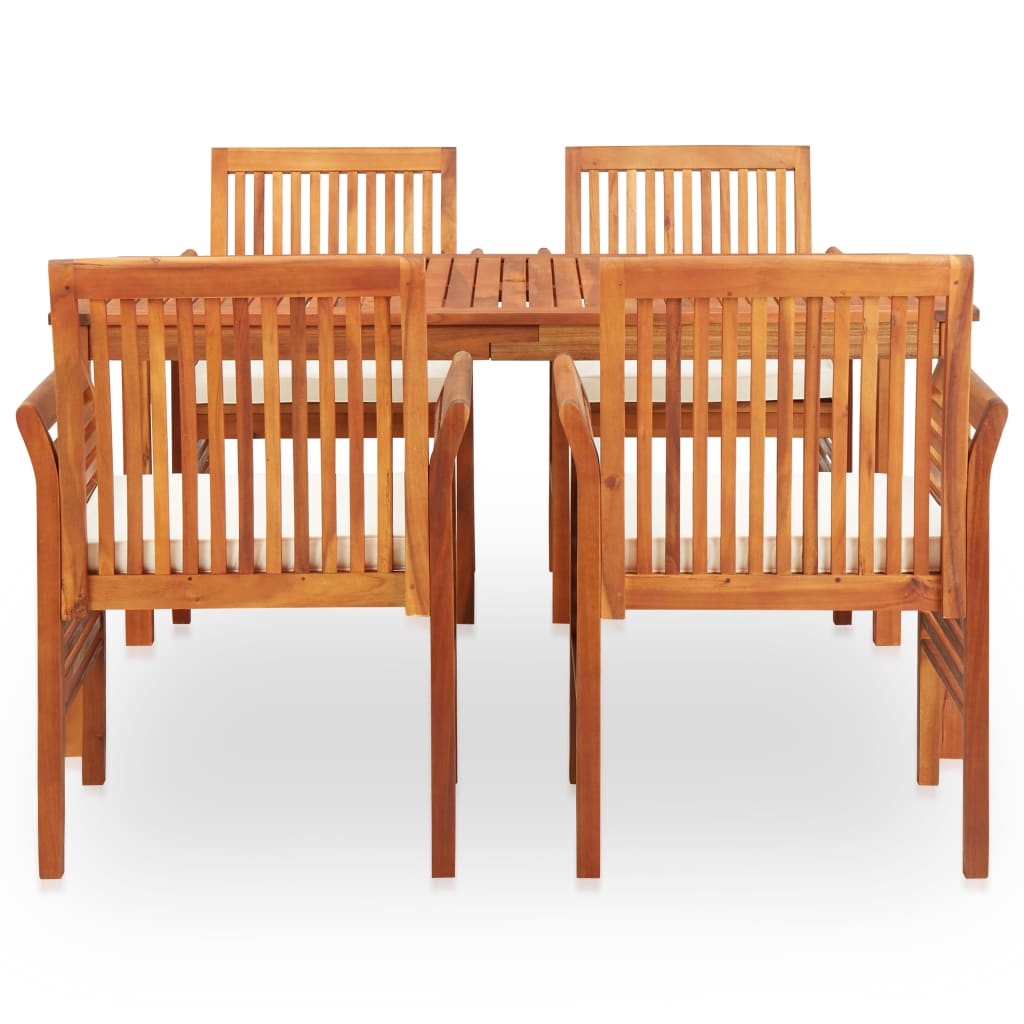 vidaXL 5 Piece Patio Dining Set with Cushions Solid Acacia Wood-22