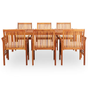 vidaXL Solid Acacia Wood 7/9 Piece Outdoor Dining Set with Cream/Gray Cushions-3