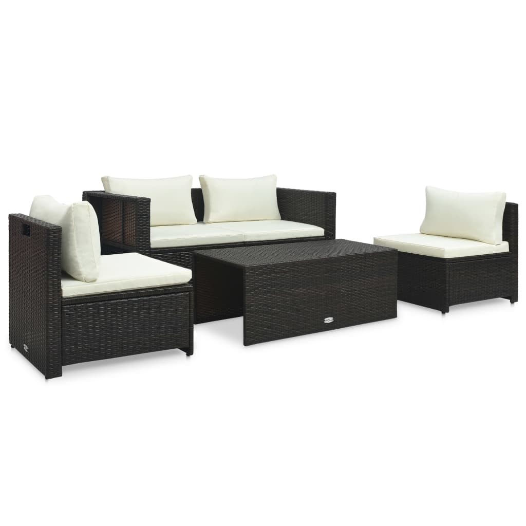 vidaXL Patio Furniture Set 6 Piece Sectional Sofa with Coffee Table Rattan-15