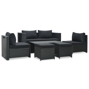 vidaXL Patio Furniture Set 6 Piece Sectional Sofa with Coffee Table Rattan-18