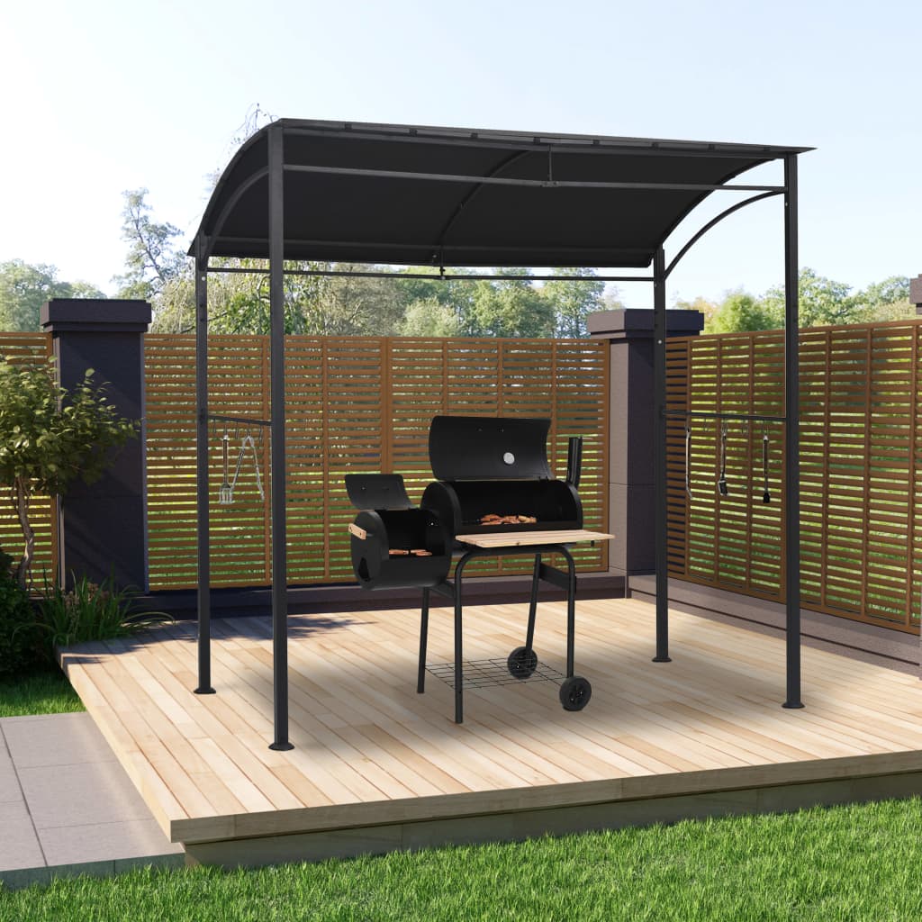 vidaXL BBQ Gazebo 84.6"x59.1"x86.6" Anthracite Steel-0