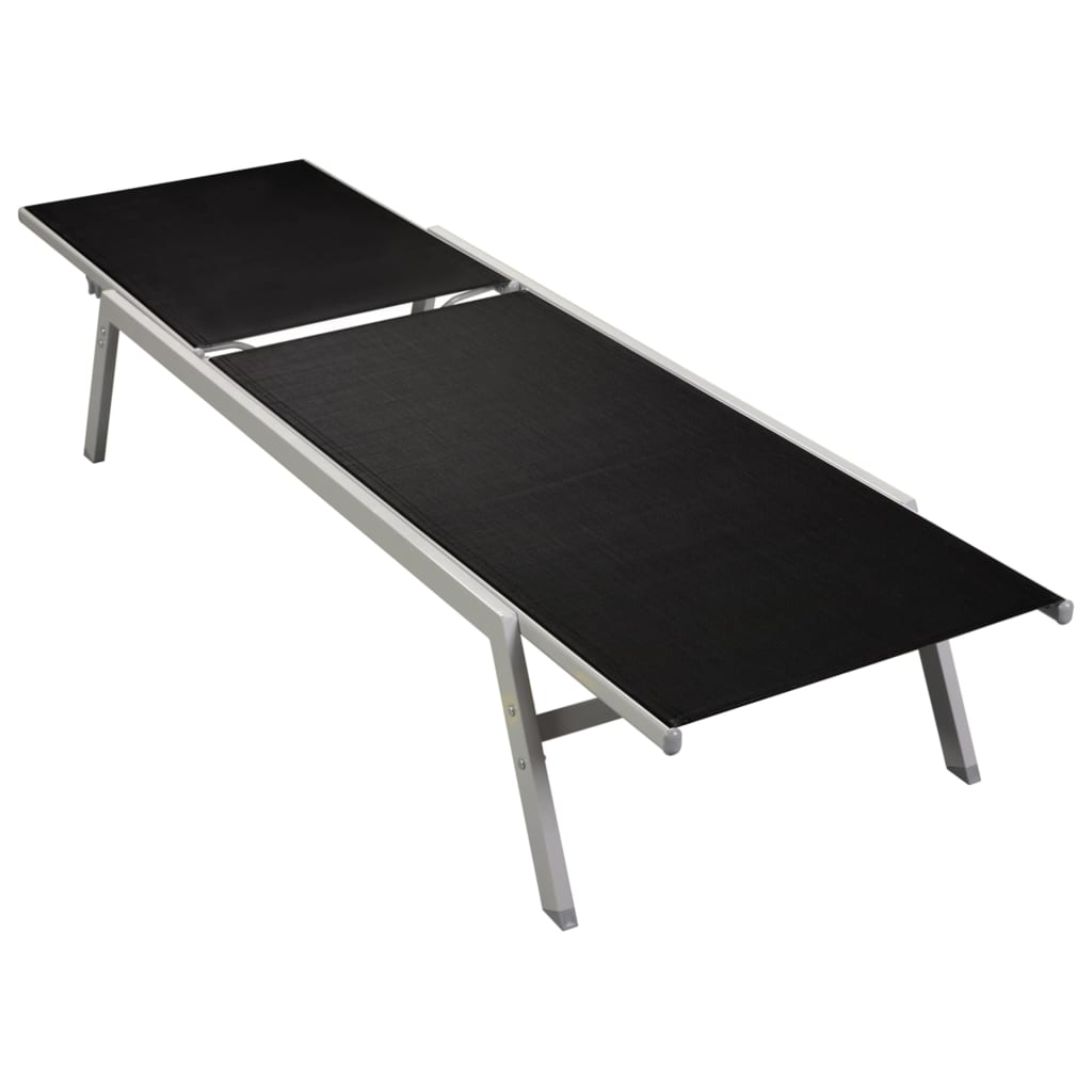 vidaXL Sun Lounger Steel and Textilene Black-0