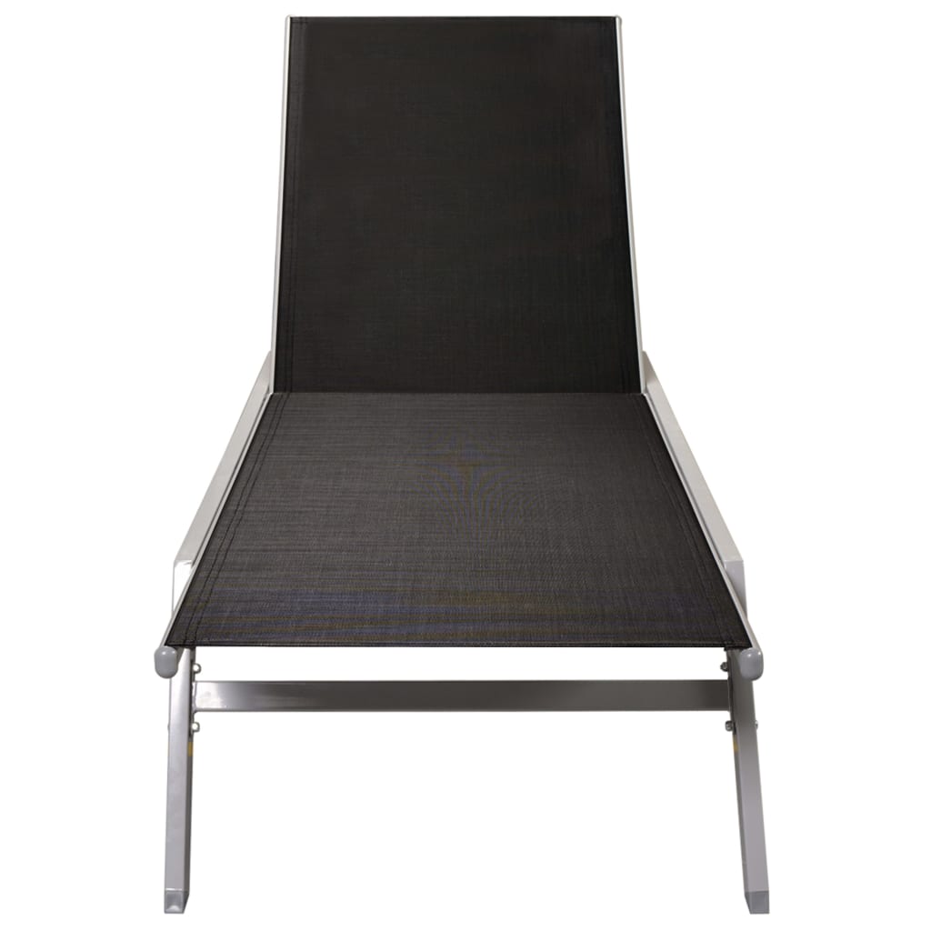 vidaXL Sun Lounger Steel and Textilene Black-3