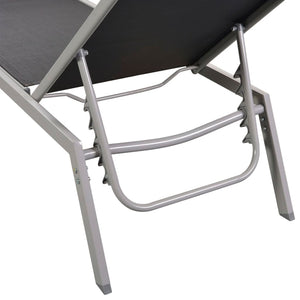 vidaXL Sun Lounger Steel and Textilene Black-5