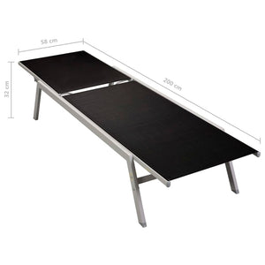 vidaXL Sun Lounger Steel and Textilene Black-6