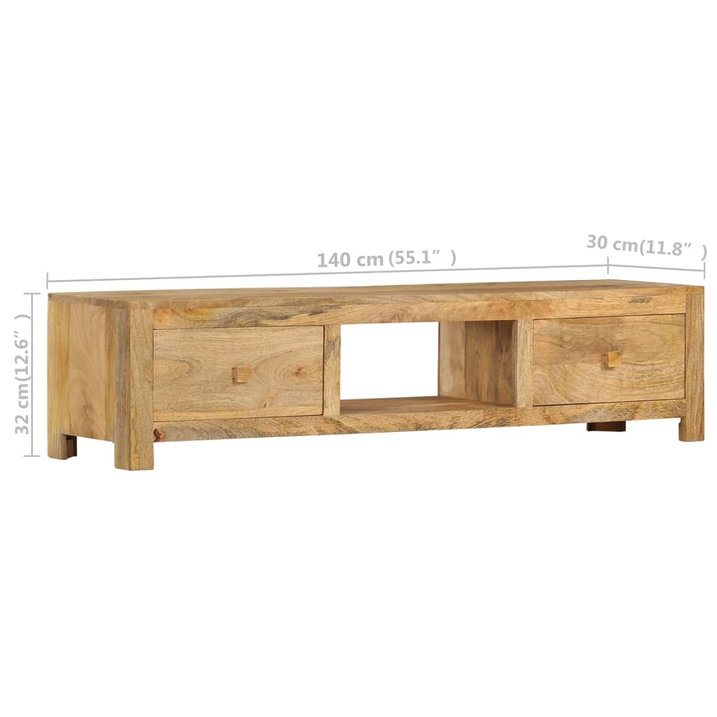 vidaXL TV Stand 55.1"x11.8"x12.6" Solid Wood Mango-8