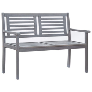 vidaXL Patio Furniture 3 Seater Outdoor Patio Bench Gray Solid Wood Eucalyptus-1