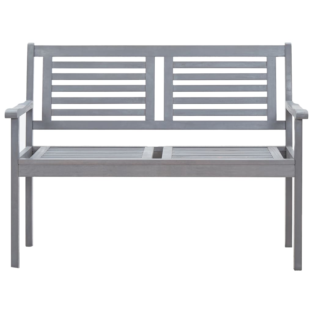 vidaXL Patio Furniture 3 Seater Outdoor Patio Bench Gray Solid Wood Eucalyptus-7