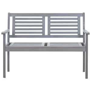 vidaXL Patio Furniture 3 Seater Outdoor Patio Bench Gray Solid Wood Eucalyptus-7