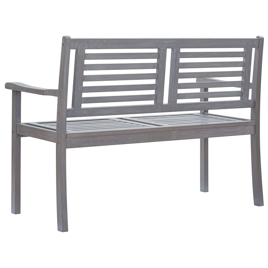 vidaXL Patio Furniture 3 Seater Outdoor Patio Bench Gray Solid Wood Eucalyptus-9