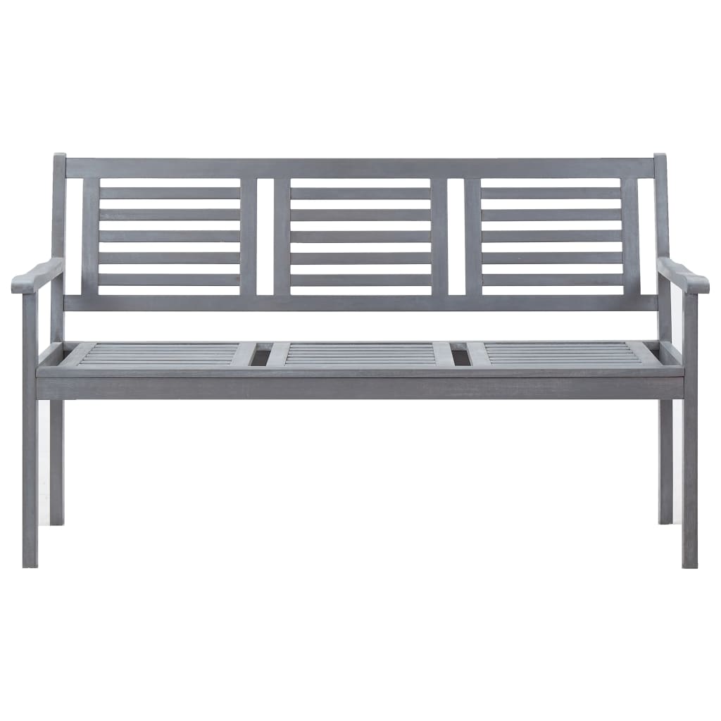 vidaXL Patio Furniture 3 Seater Outdoor Patio Bench Gray Solid Wood Eucalyptus-0